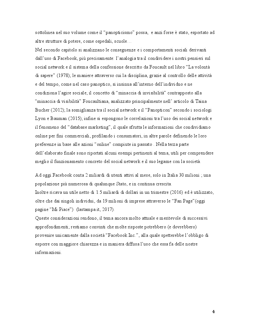 Anteprima della tesi: Il selfie del macaco. Facebook tra panopticismo e condizionamenti sociali., Pagina 3