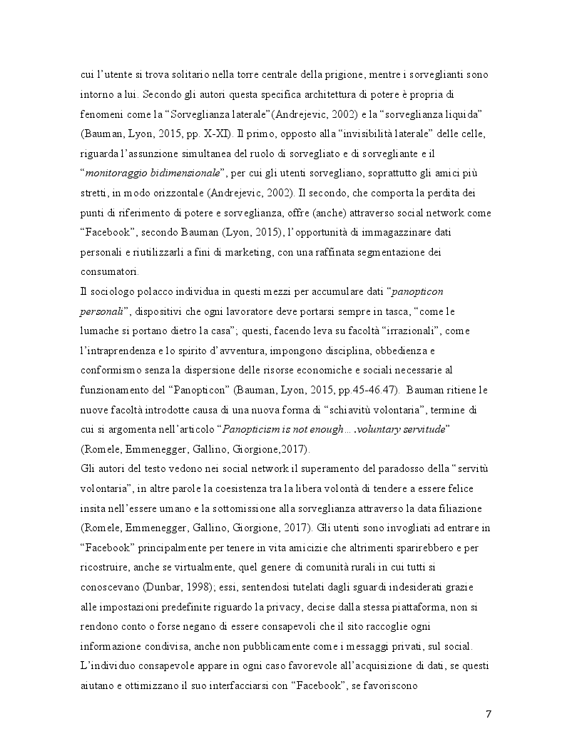 Anteprima della tesi: Il selfie del macaco. Facebook tra panopticismo e condizionamenti sociali., Pagina 6