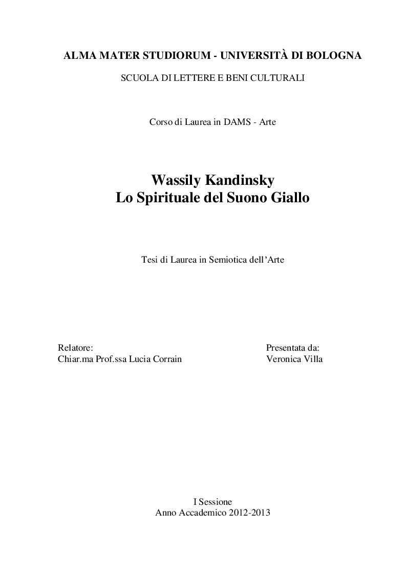 Anteprima della tesi: Lo Spirituale del Suono giallo, Pagina 1