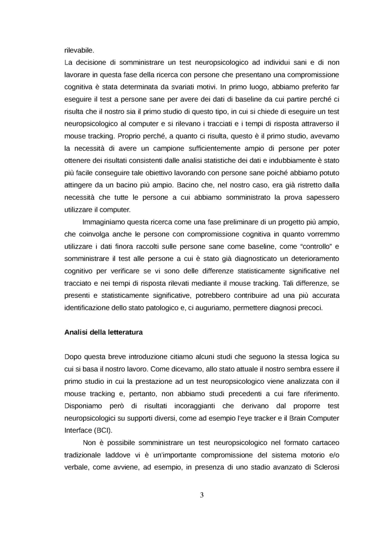Anteprima della tesi: Analizzare la performance cognitiva mediante la metodologia del mouse tracking: uno studio preliminare su un adattamento del test delle matrici di Raven in tre gruppi di partecipanti, Pagina 4