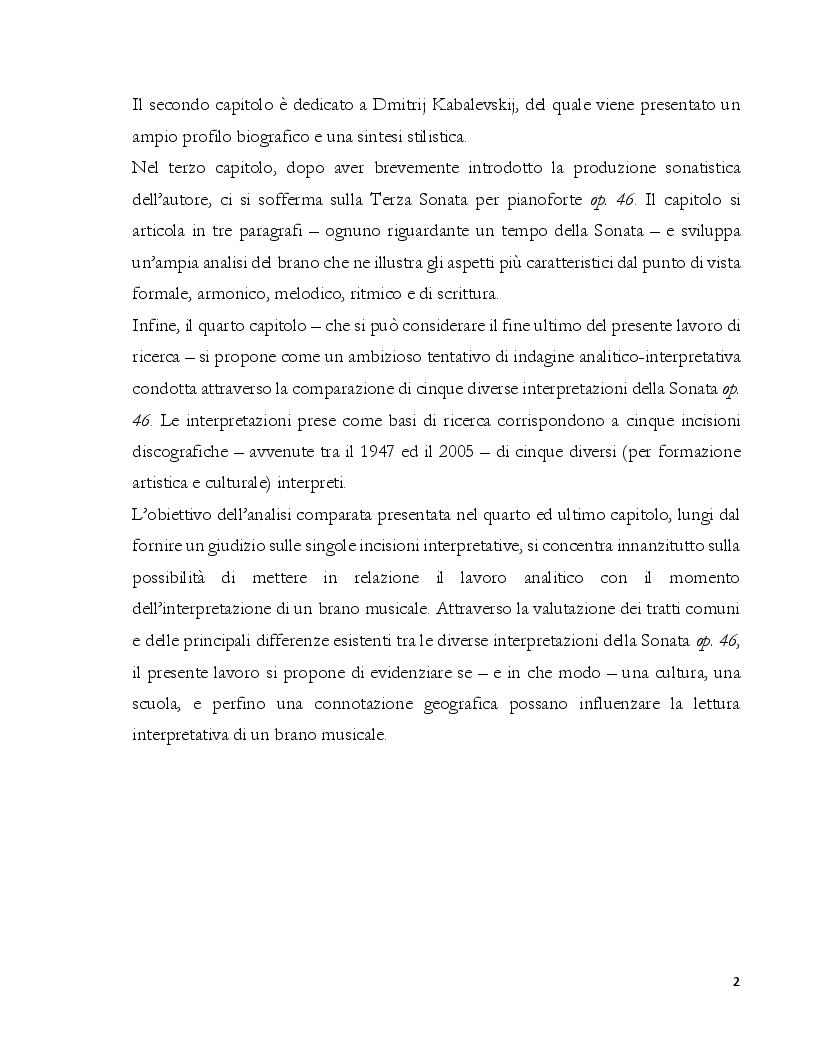 Anteprima della tesi: Dalla Composizione all'Interpretazione: La Terza Sonata per Pianoforte op. 46 di Dmitri Kabalevskij, Pagina 3