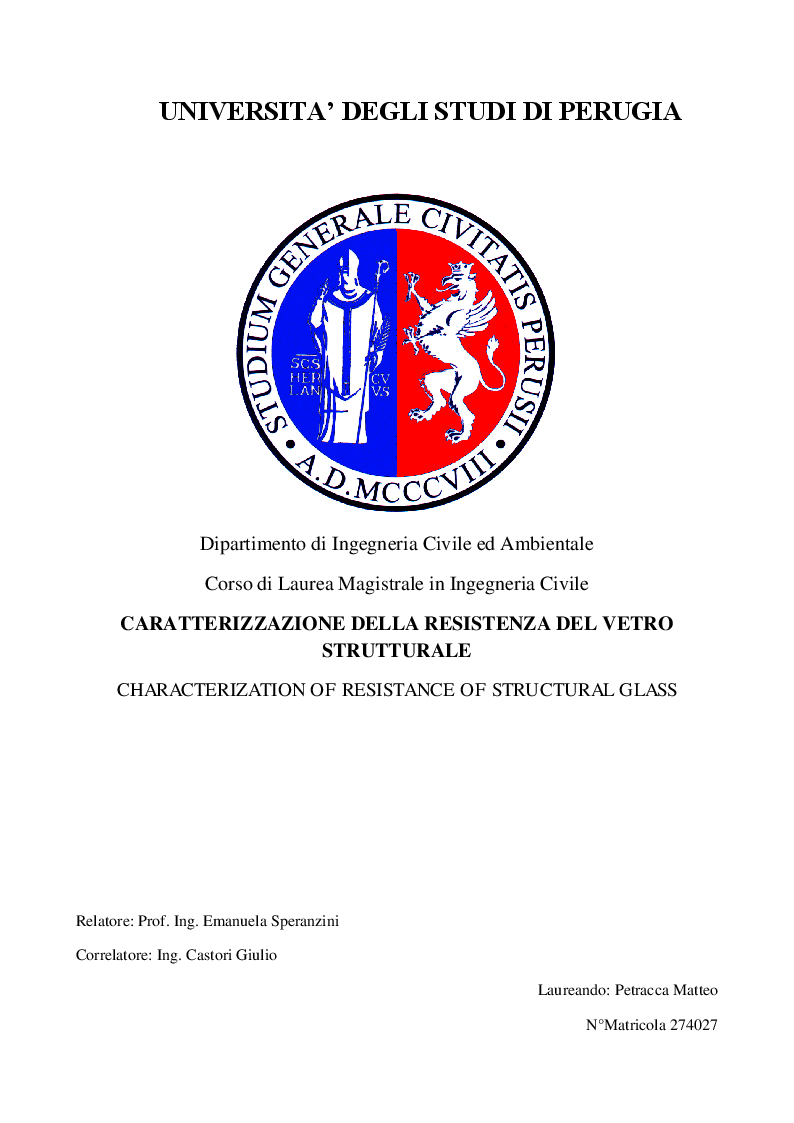 Anteprima della tesi: Caratterizzazione della resistenza del vetro strutturale, Pagina 1