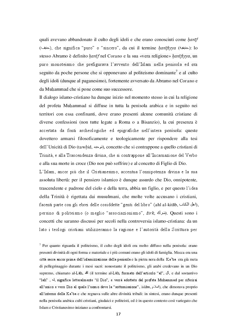 Estratto dalla tesi: Unicità di Dio e Trinità nel pensiero islamico e cristiano: un dialogo possibile?