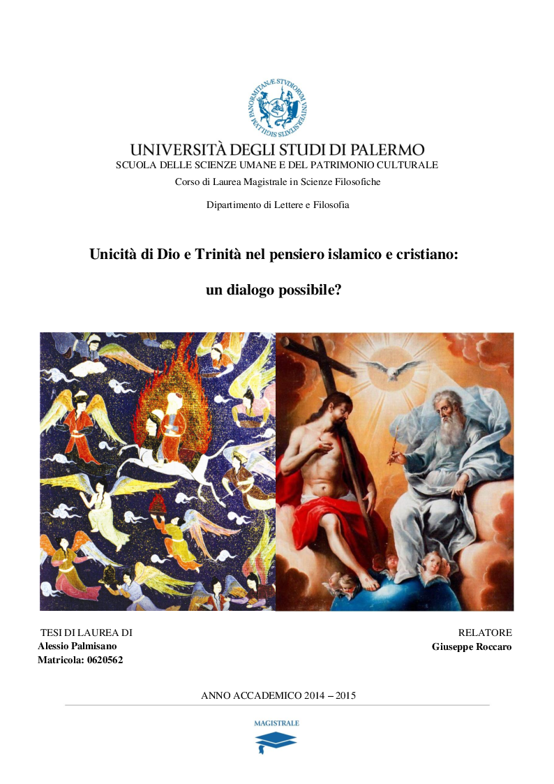 Anteprima della tesi: Unicità di Dio e Trinità nel pensiero islamico e cristiano: un dialogo possibile?, Pagina 1