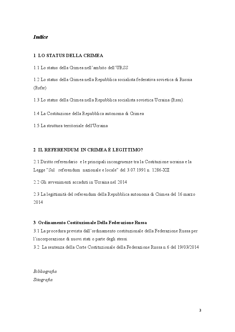 Indice della tesi: La crisi della Crimea: profili costituzionali del referendum del 16 marzo 2014, Pagina 1