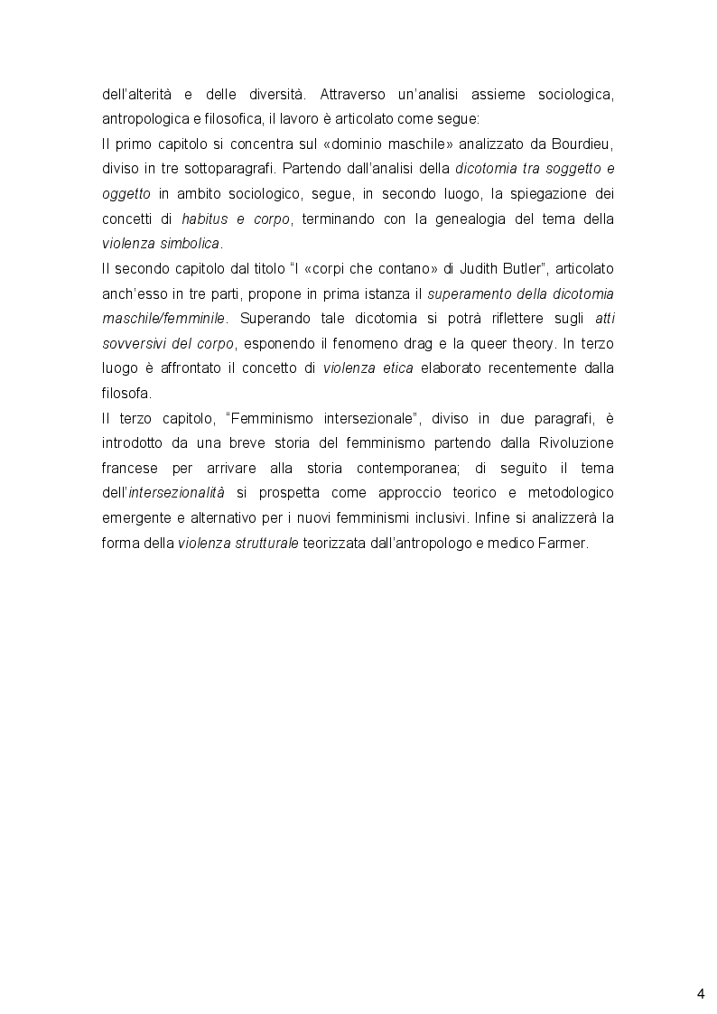 Anteprima della tesi: Genere, Identità e Violenza: due autori post-stutturalisti a confronto e prospettive femministe, Pagina 3