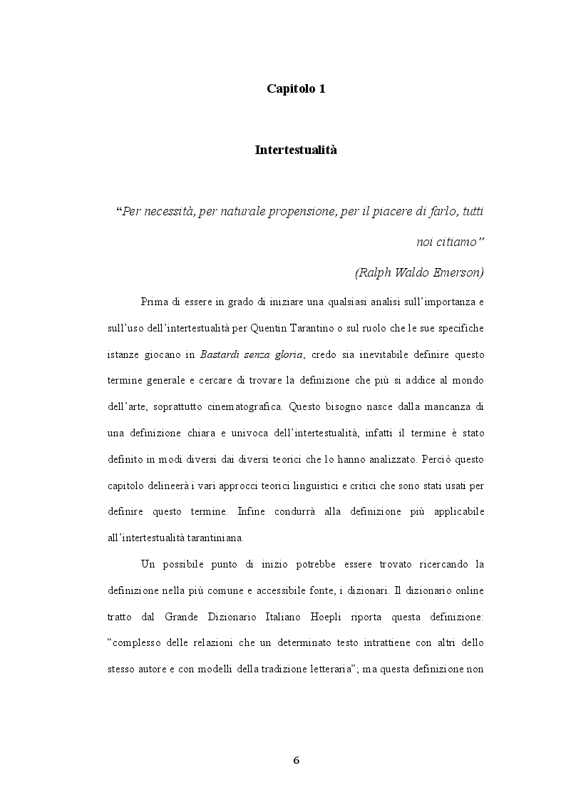 Anteprima della tesi: L'intertestualità in Bastardi senza gloria di Quentin Tarantino, Pagina 4