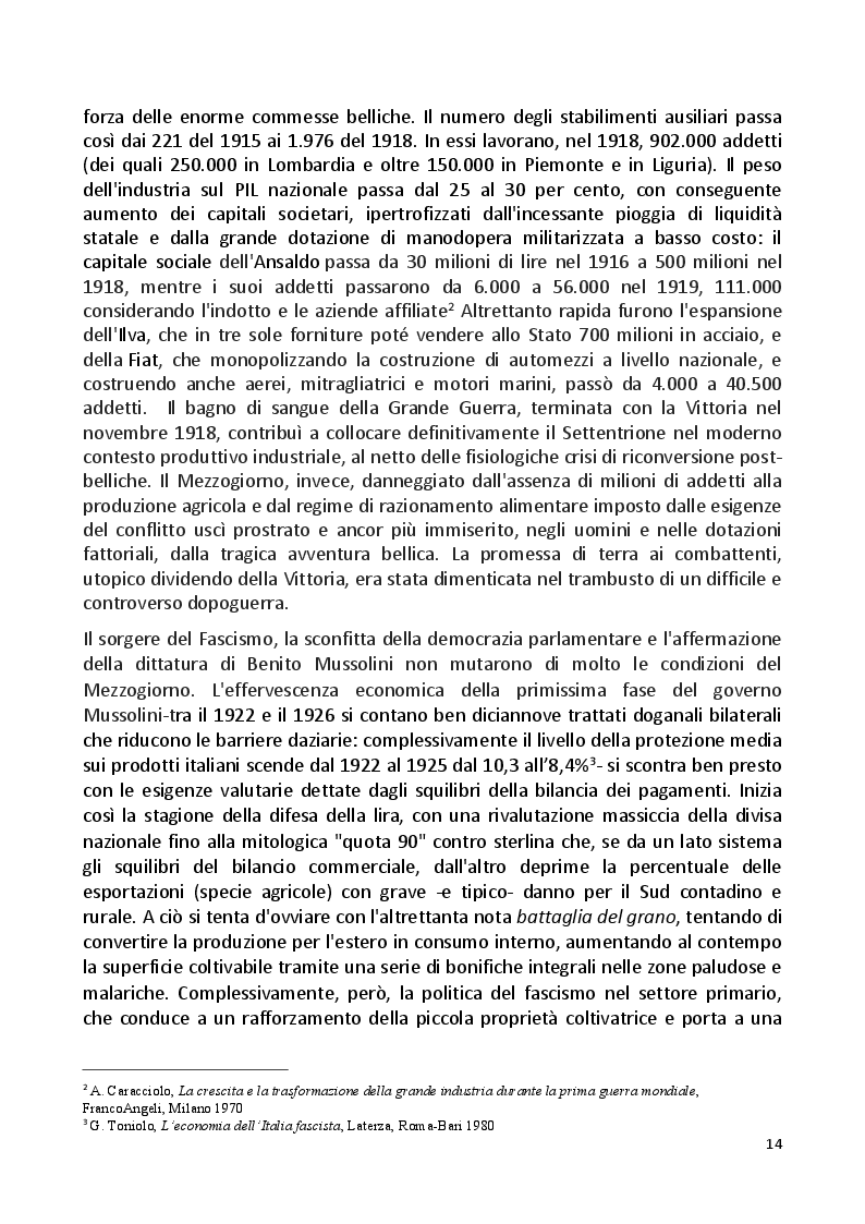 Estratto dalla tesi: Il Grande Dimenticato. Il Mezzogiorno dalla fine dell'intervento straordinario alla Grande Recessione