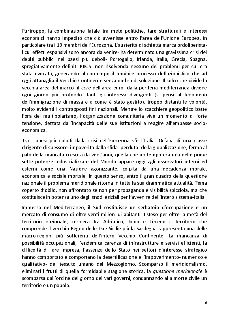 Anteprima della tesi: Il Grande Dimenticato. Il Mezzogiorno dalla fine dell'intervento straordinario alla Grande Recessione, Pagina 3