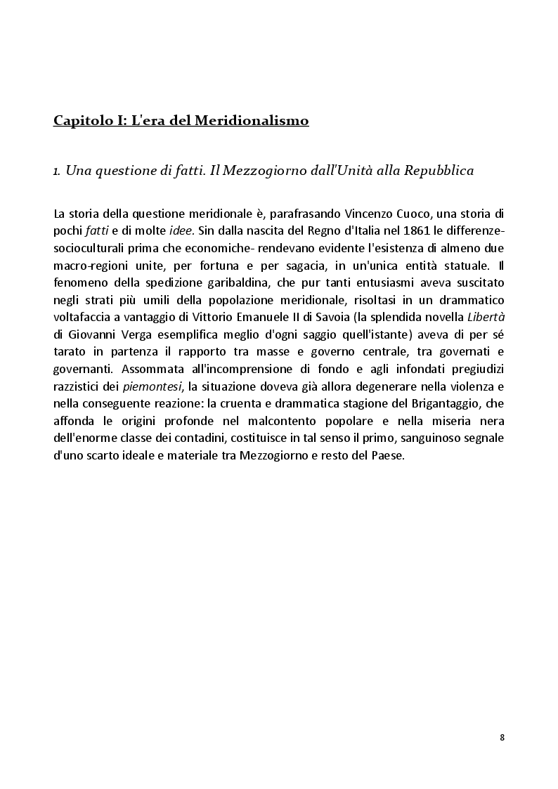 Anteprima della tesi: Il Grande Dimenticato. Il Mezzogiorno dalla fine dell'intervento straordinario alla Grande Recessione, Pagina 5