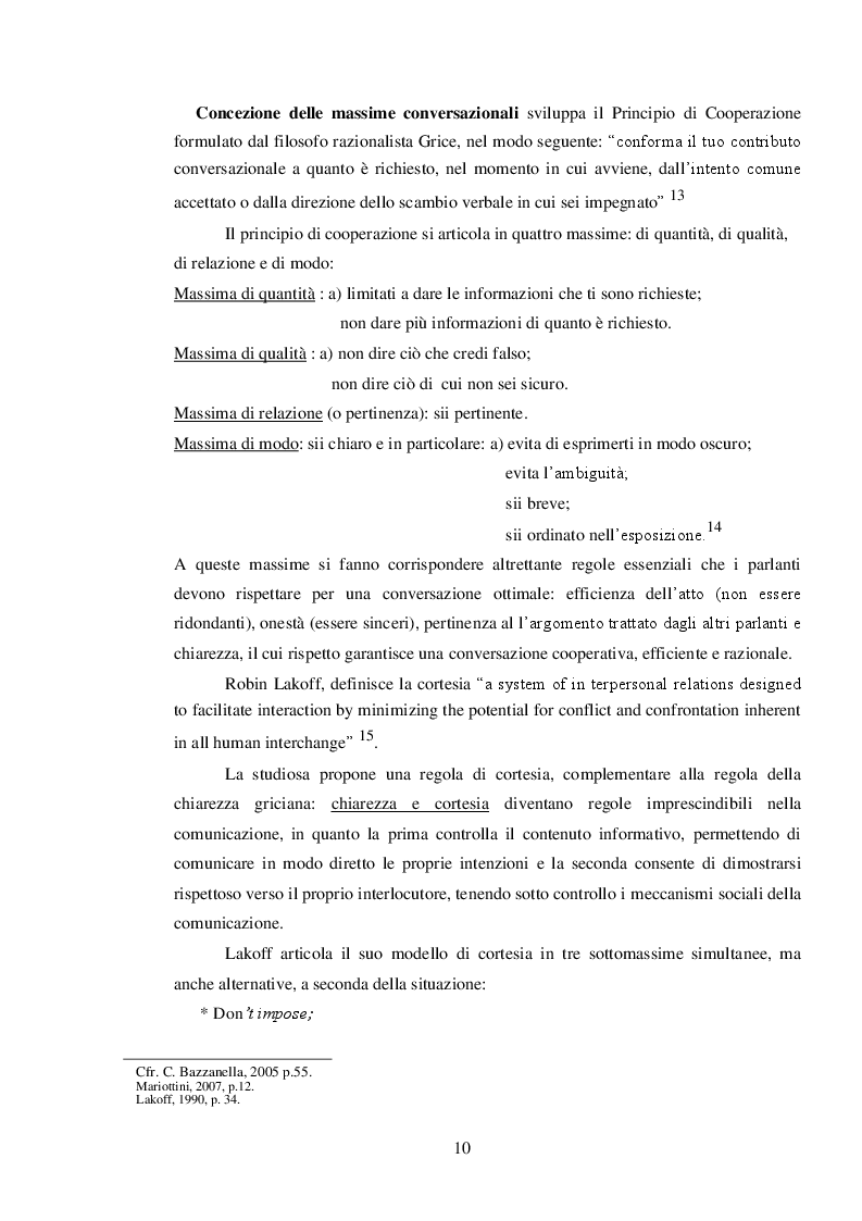 Anteprima della tesi: ''Mi scusi...sa che ha degli occhi bellissimi?'' La pragmatica del complimento rivolto ad estranei., Pagina 7