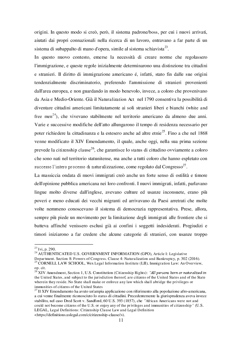 Anteprima della tesi: La legislazione americana in tema di diritto dell'immigrazione: Il caso del Travel Ban, Pagina 10