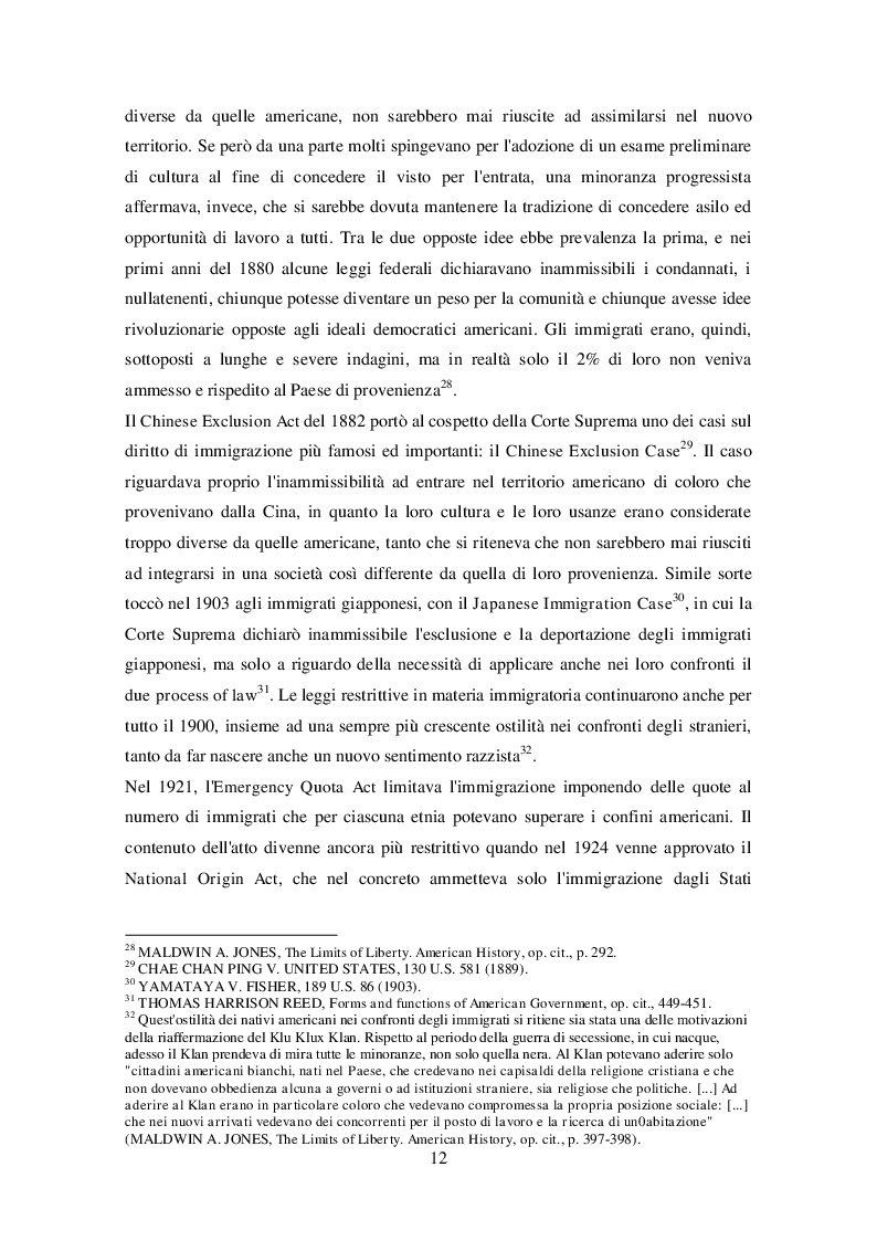 Anteprima della tesi: La legislazione americana in tema di diritto dell'immigrazione: Il caso del Travel Ban, Pagina 11