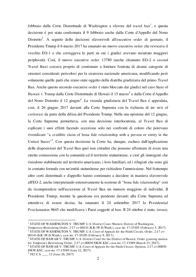 Anteprima della tesi: La legislazione americana in tema di diritto dell'immigrazione: Il caso del Travel Ban, Pagina 3