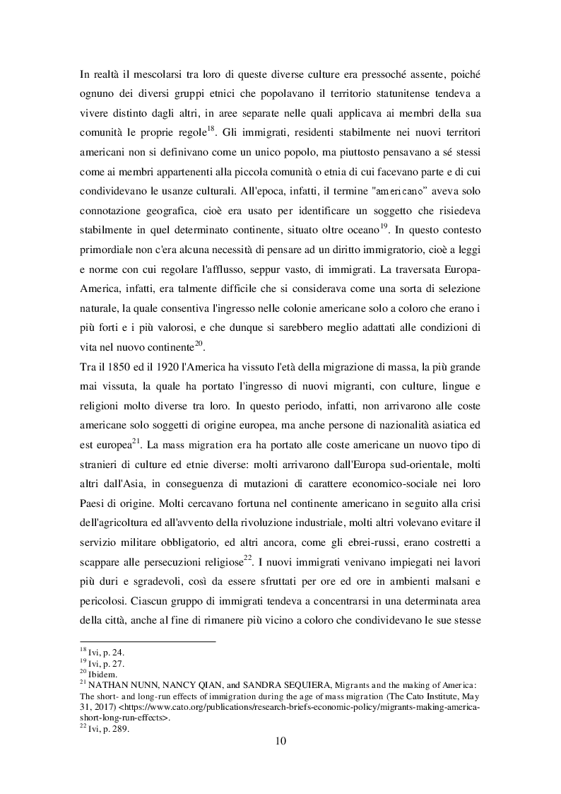 Anteprima della tesi: La legislazione americana in tema di diritto dell'immigrazione: Il caso del Travel Ban, Pagina 9