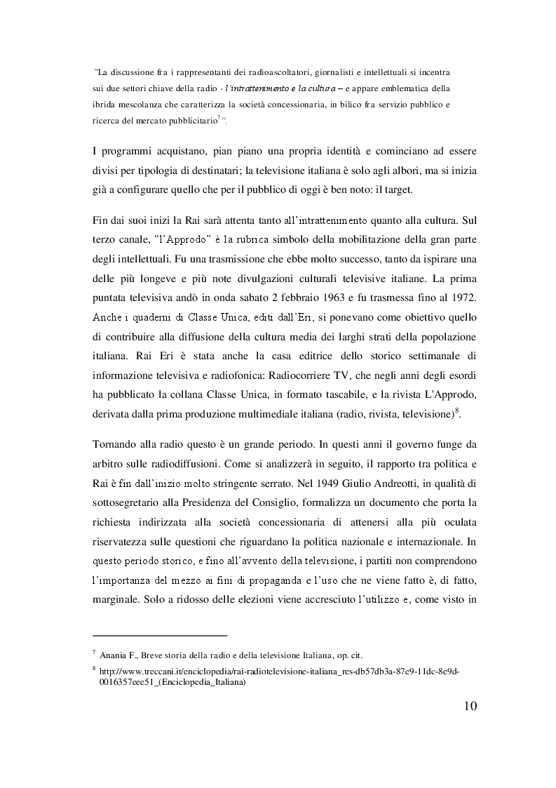 Estratto dalla tesi: Rai, dal regio decreto alla rivoluzione del sistema televisivo