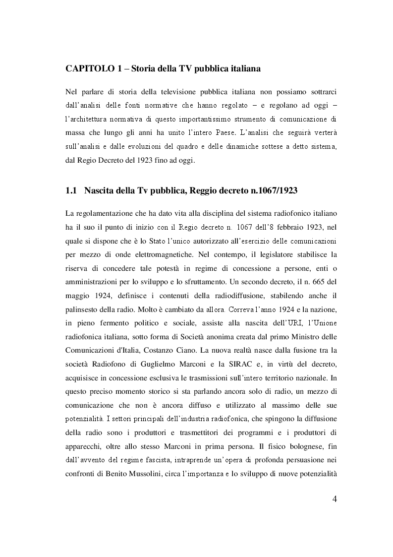 Anteprima della tesi: Rai, dal regio decreto alla rivoluzione del sistema televisivo, Pagina 5