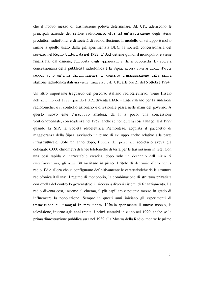 Anteprima della tesi: Rai, dal regio decreto alla rivoluzione del sistema televisivo, Pagina 6