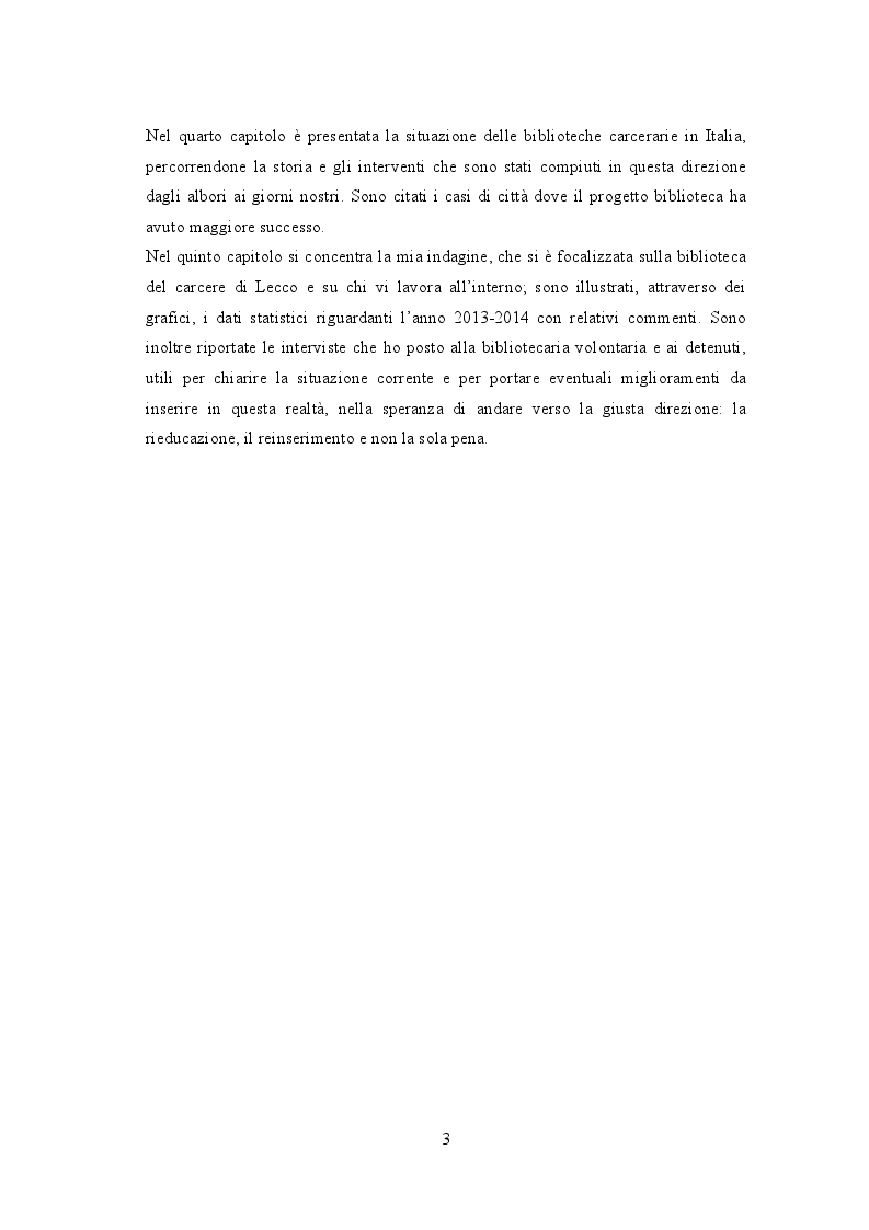 Anteprima della tesi: Biblioteche carcerarie tra cultura e reinserimento: la biblioteca della casa circondariale di Lecco, Pagina 4