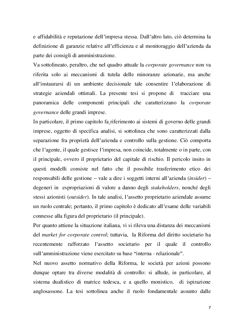 Anteprima della tesi: Struttura e modelli della corporate governance nelle società quotate: il ruolo degli amministratori indipendenti, Pagina 4
