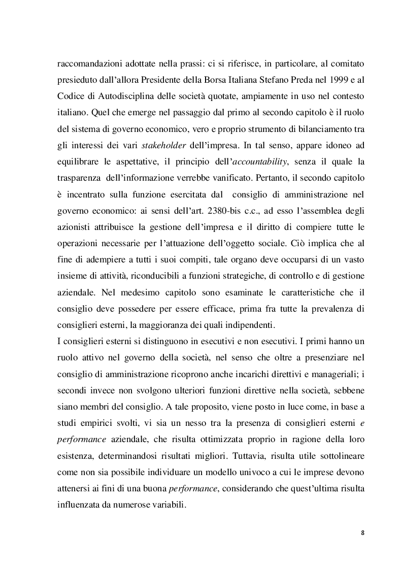 Anteprima della tesi: Struttura e modelli della corporate governance nelle società quotate: il ruolo degli amministratori indipendenti, Pagina 5
