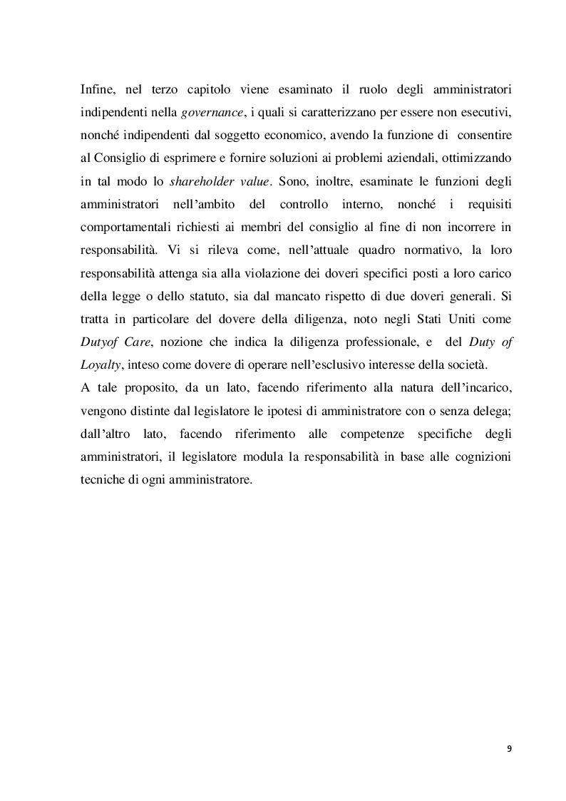 Anteprima della tesi: Struttura e modelli della corporate governance nelle società quotate: il ruolo degli amministratori indipendenti, Pagina 6