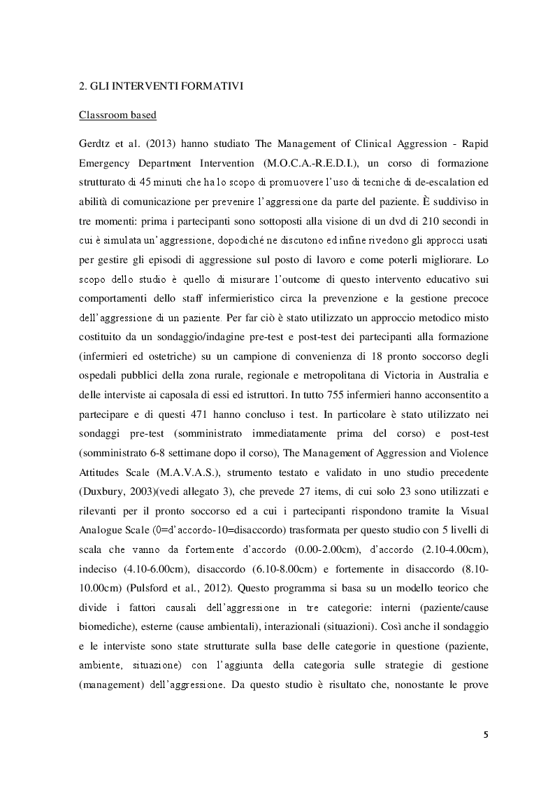Estratto dalla tesi: Interventi formativi rivolti agli infermieri per la prevenzione dei comportamenti aggressivi della persona assistita in pronto soccorso