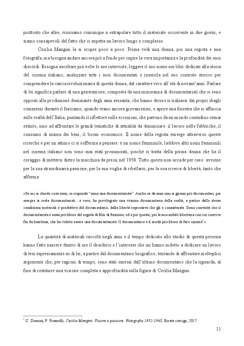 Estratto dalla tesi: L'immanenza dell'immagine nell'opera documentaria della regista Cecilia Mangini