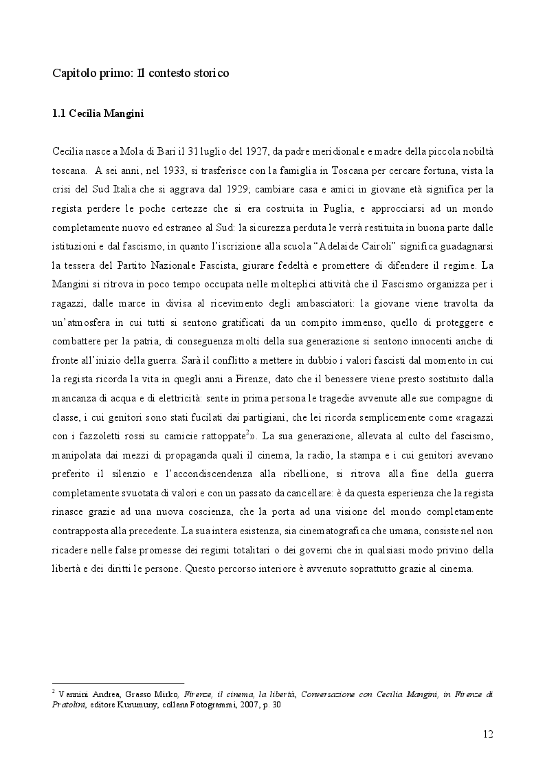 Anteprima della tesi: L'immanenza dell'immagine nell'opera documentaria della regista Cecilia Mangini, Pagina 6