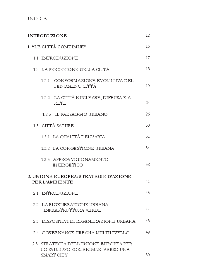 Indice della tesi: GREEN POLICY. Le metropoli europee verso il 2050, Pagina 1