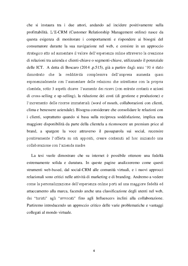 Anteprima della tesi: E-LOYALTY - La fedeltà del cliente nelle attività di web marketing e la personalizzazione come FCDS. Case Study: Aziende cosmetiche made in Italy, Pagina 3
