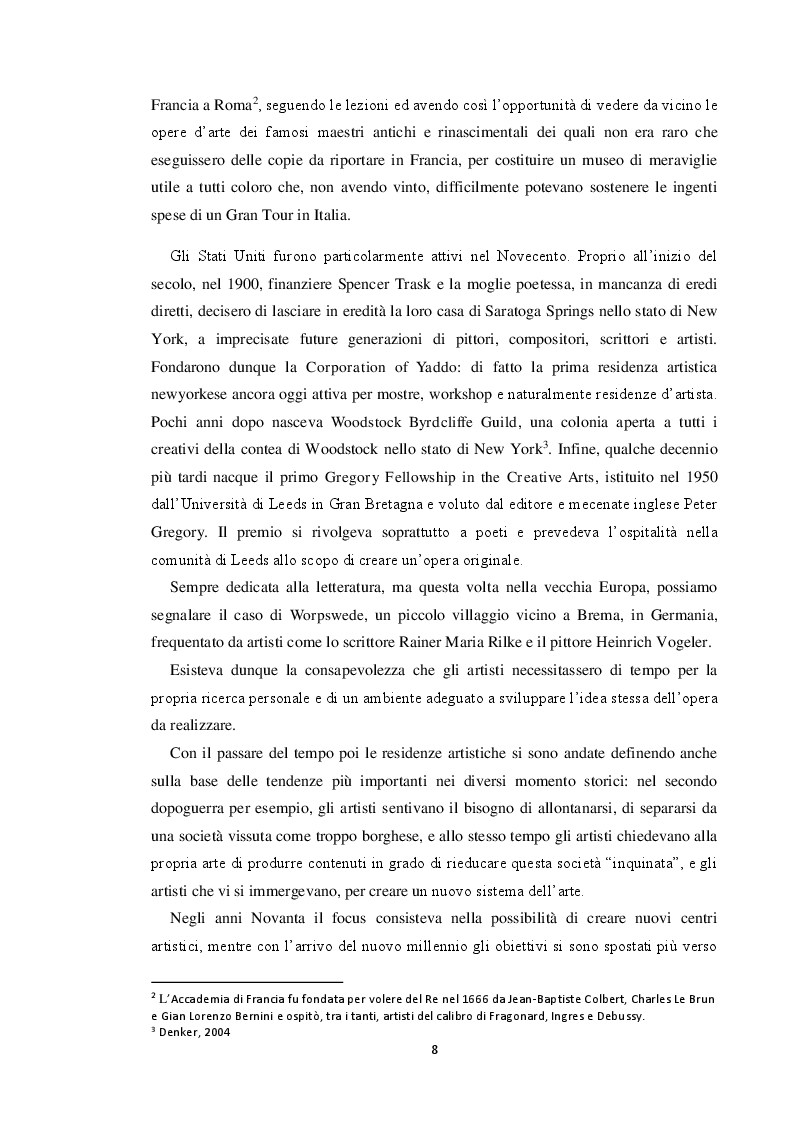 Estratto dalla tesi: Le residenze artistiche come strumento didattico e divulgativo: il caso Itinera