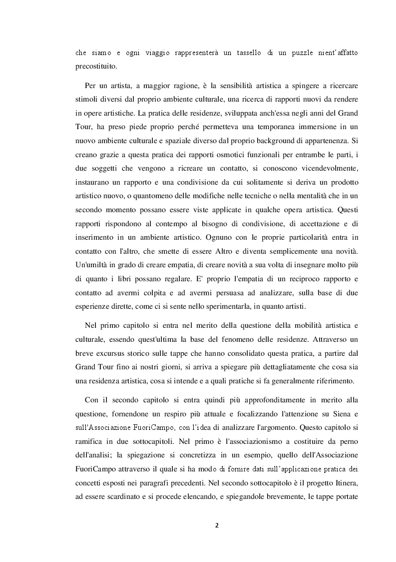 Anteprima della tesi: Le residenze artistiche come strumento didattico e divulgativo: il caso Itinera, Pagina 3