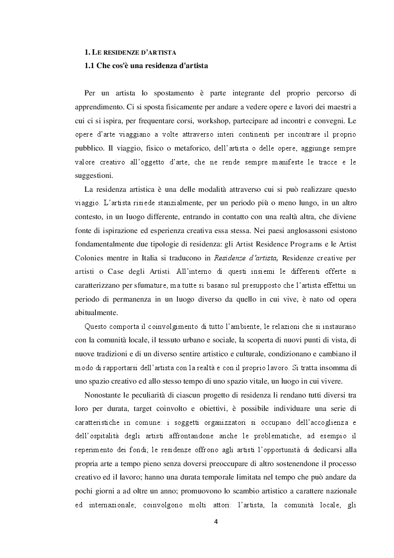 Anteprima della tesi: Le residenze artistiche come strumento didattico e divulgativo: il caso Itinera, Pagina 5