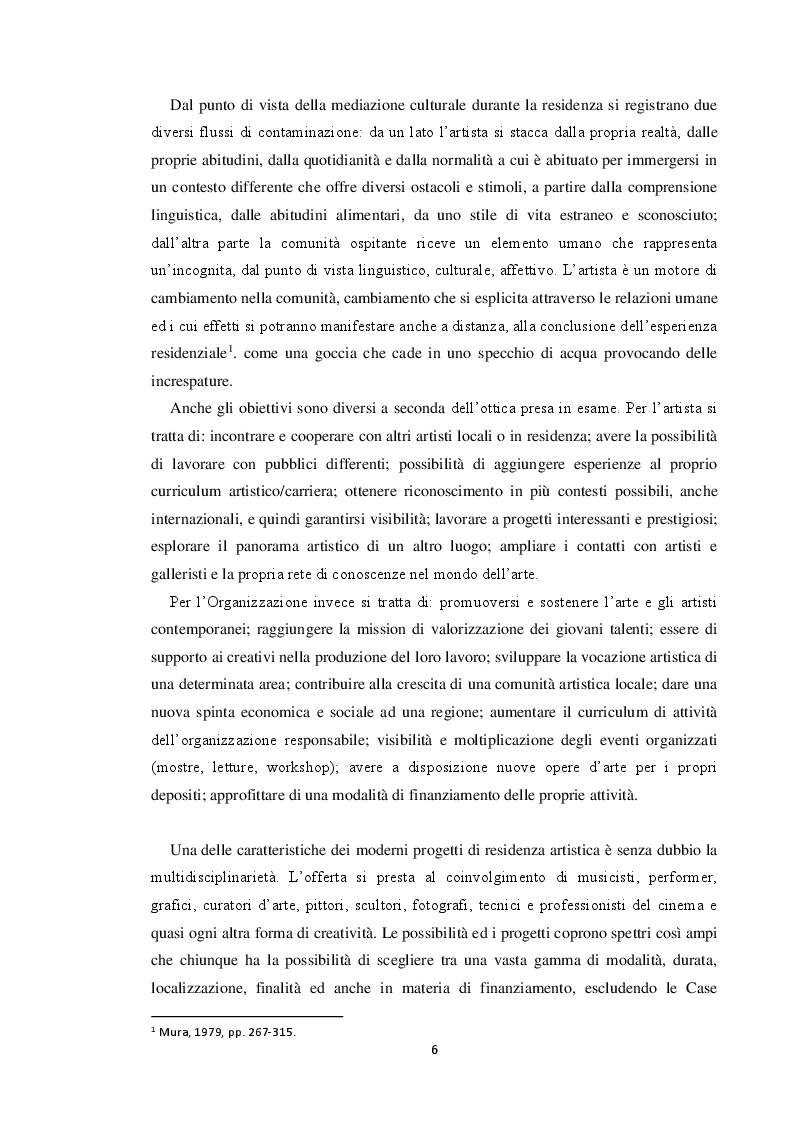 Anteprima della tesi: Le residenze artistiche come strumento didattico e divulgativo: il caso Itinera, Pagina 7