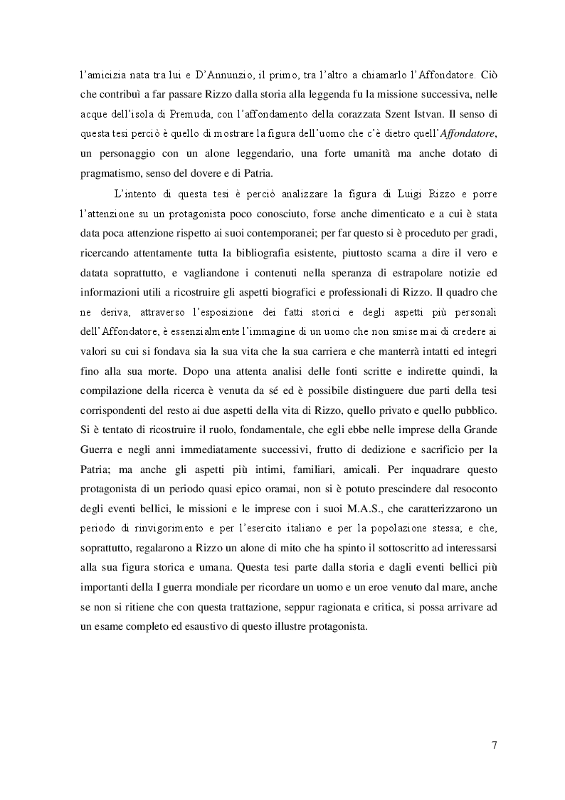 Anteprima della tesi: “La Grande Guerra: la vita e le imprese dell'Ammiraglio Luigi Rizzo'', Pagina 3