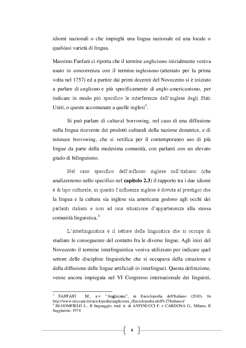 Anteprima della tesi: Gli anglicismi nella lingua italiana, Pagina 5