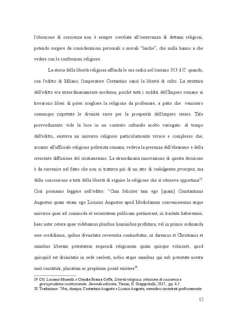 Estratto dalla tesi: Dalla leva militare all'aborto. Profili teorici e problemi applicativi del diritto l'obiezione di coscienza
