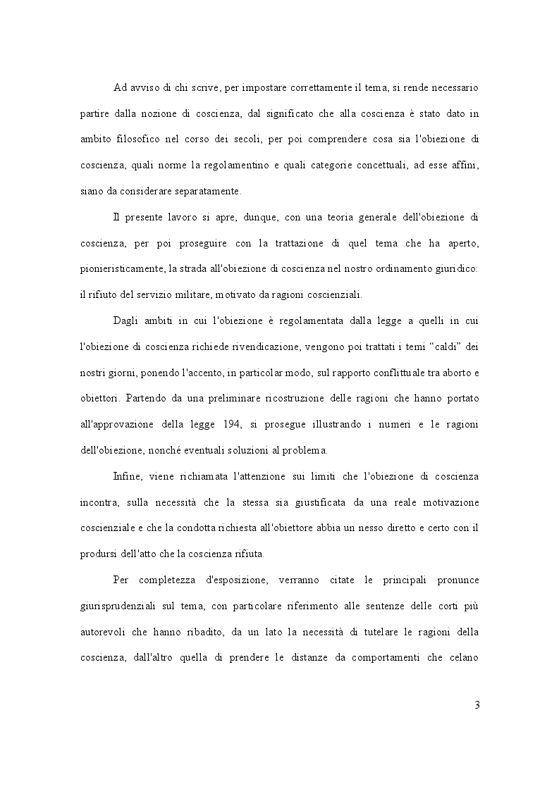 Anteprima della tesi: Dalla leva militare all'aborto. Profili teorici e problemi applicativi del diritto l'obiezione di coscienza, Pagina 4