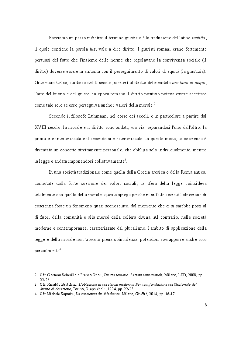 Anteprima della tesi: Dalla leva militare all'aborto. Profili teorici e problemi applicativi del diritto l'obiezione di coscienza, Pagina 7