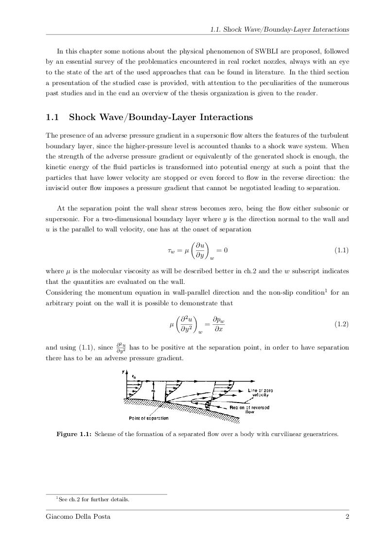Anteprima della tesi: Detached-Eddy Simulation of Shock Wave/Boundary-Layer Interactions in a Planar Transonic Nozzle, Pagina 3