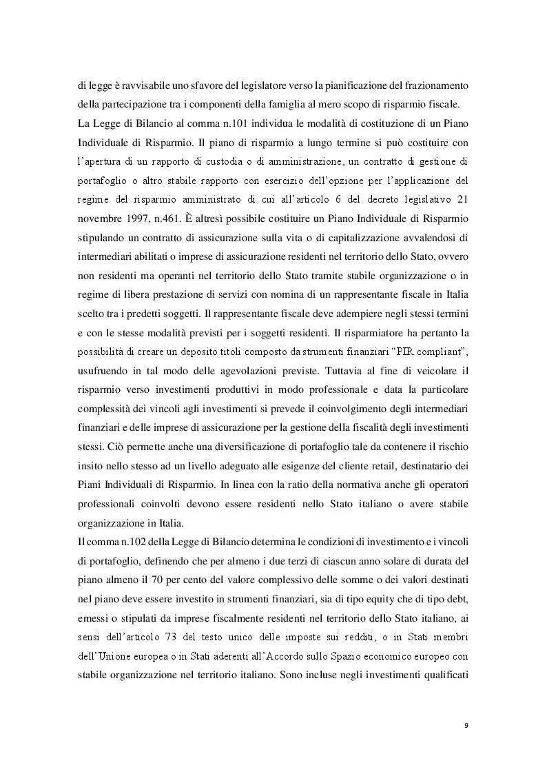 Anteprima della tesi: I Piani Individuali di Risparmio (PIR) : profili normativi, operativi e finanziari, Pagina 4
