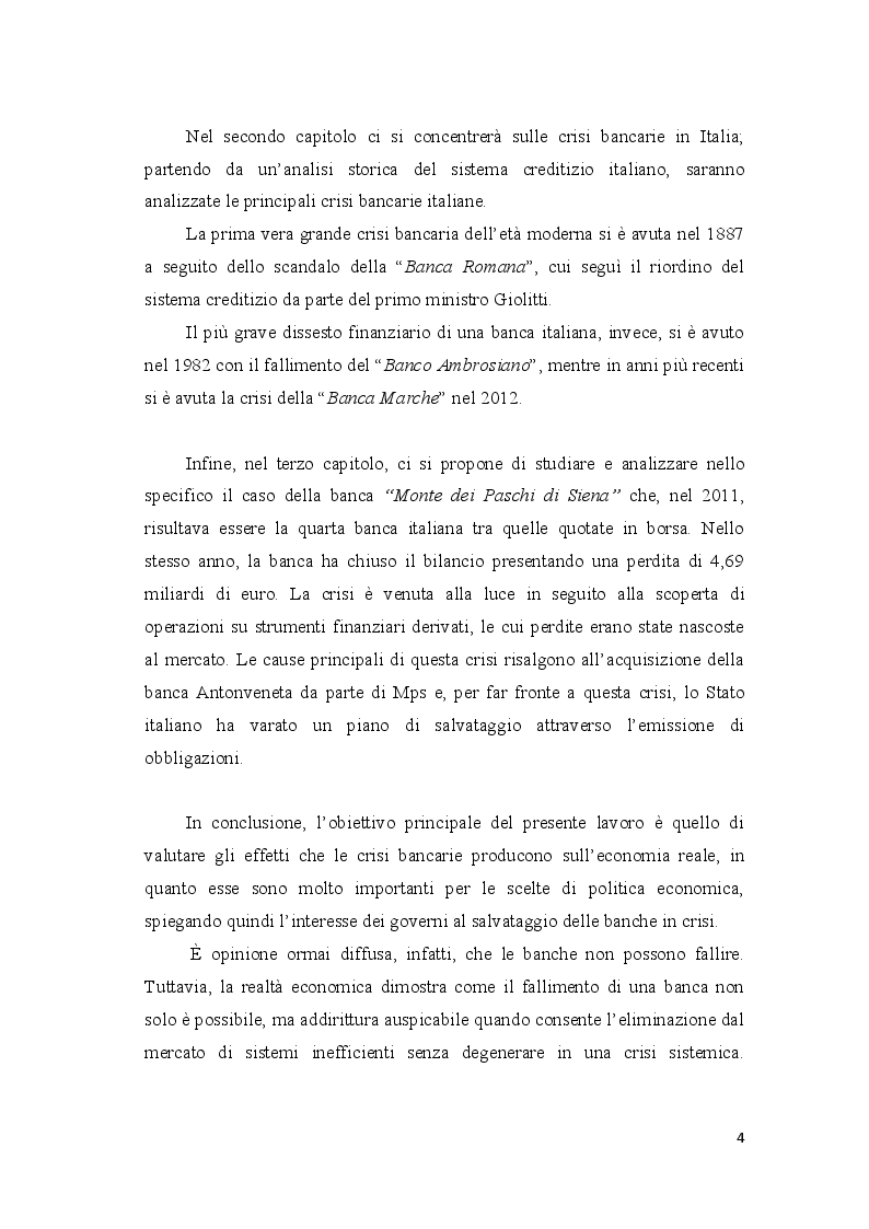 Anteprima della tesi: Le crisi bancarie in Italia - Il caso Monte dei Paschi di Siena, Pagina 4