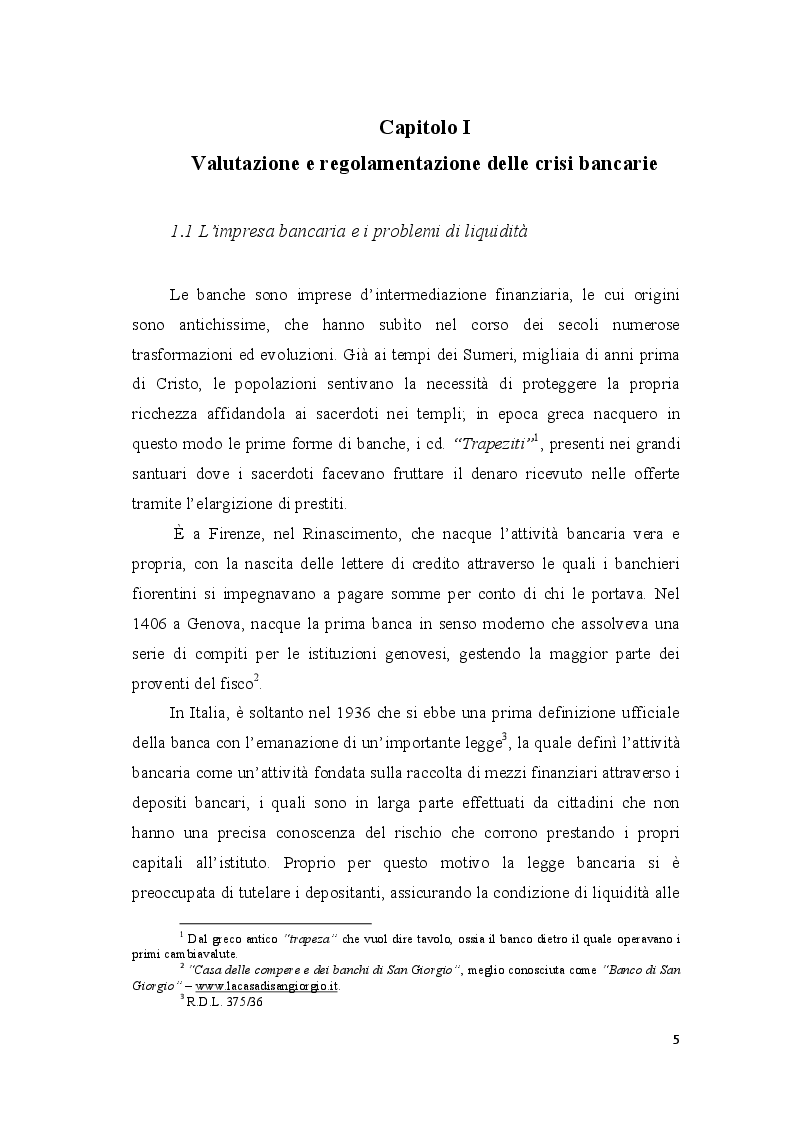 Anteprima della tesi: Le crisi bancarie in Italia - Il caso Monte dei Paschi di Siena, Pagina 5