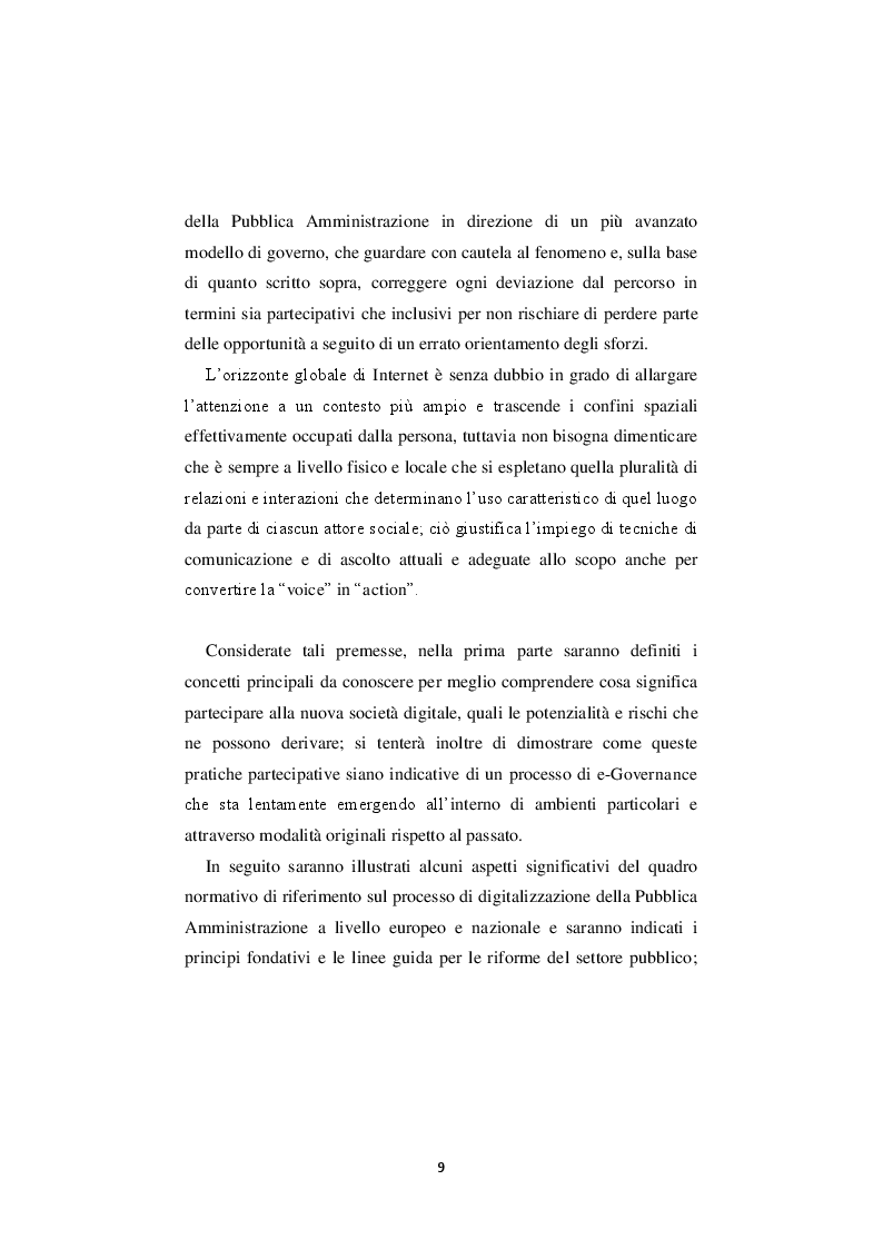 Anteprima della tesi: La nuova governance digitale. Come cambiano le politiche territoriali nell'era del web 2.0., Pagina 8