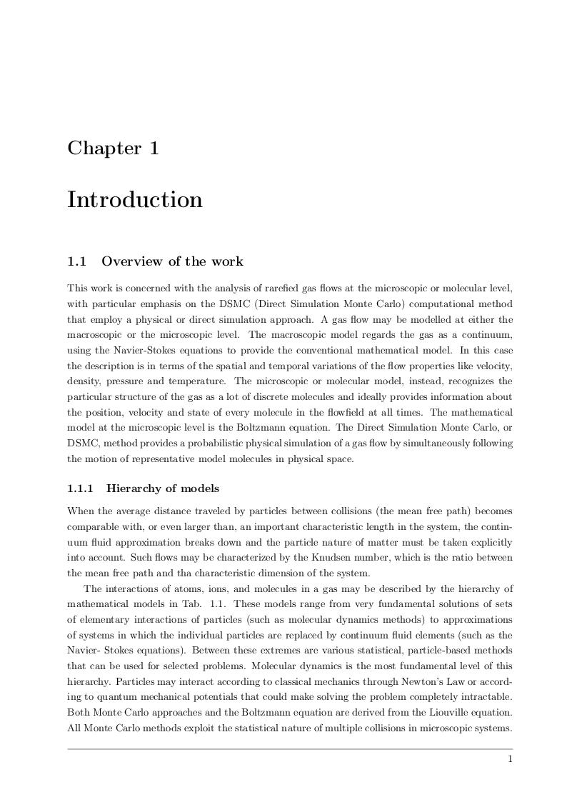Estratto dalla tesi: Numerical Simulations of Rarefied Gas Flow with ''Direct Simulation Monte Carlo'' Method