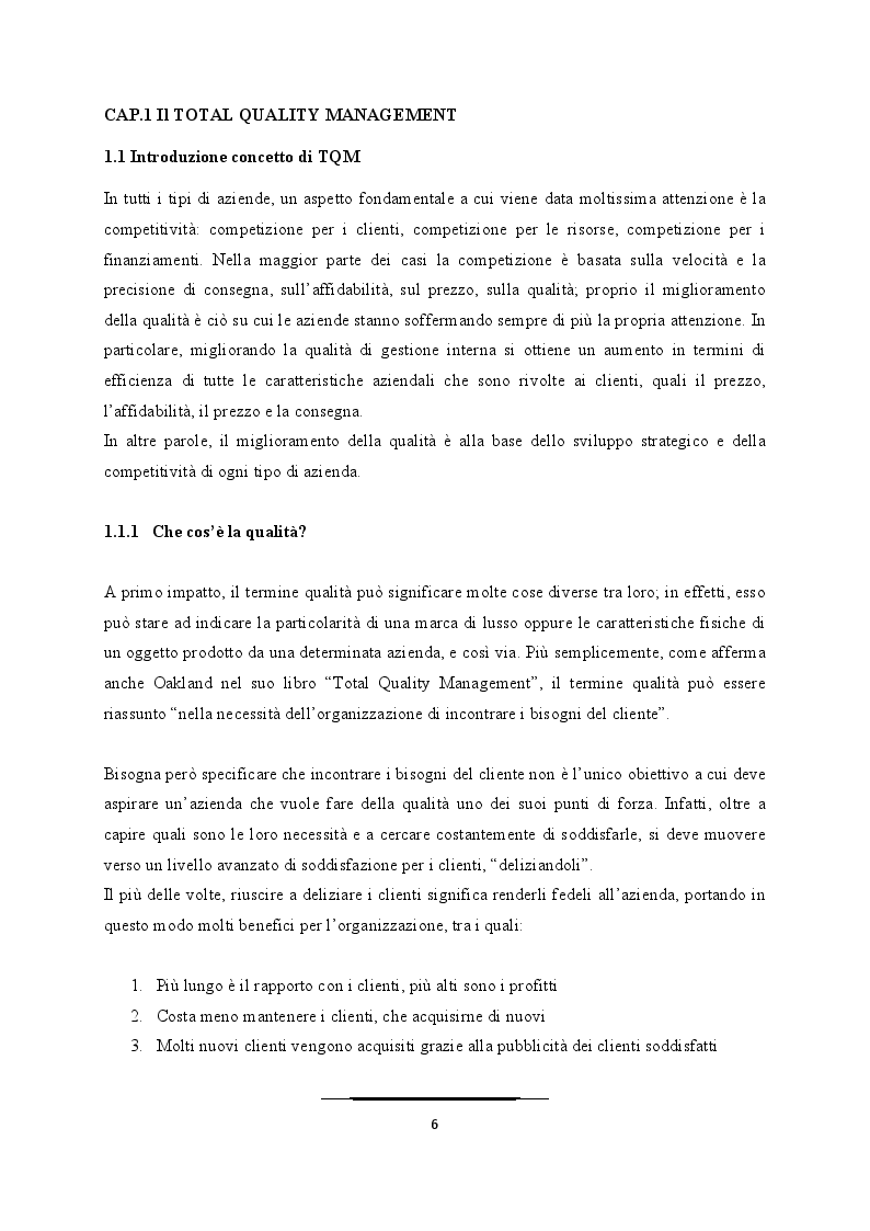 Anteprima della tesi: Come superare le difficoltà ed evitare i fallimenti nell'applicazione del TQM, Pagina 4