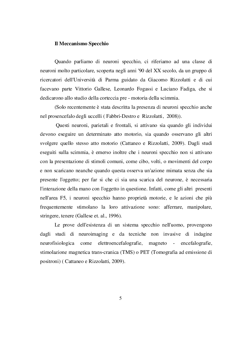 Anteprima della tesi: I meccanismi sottesi alle azioni condivise e la loro importanza nella socialità, Pagina 3
