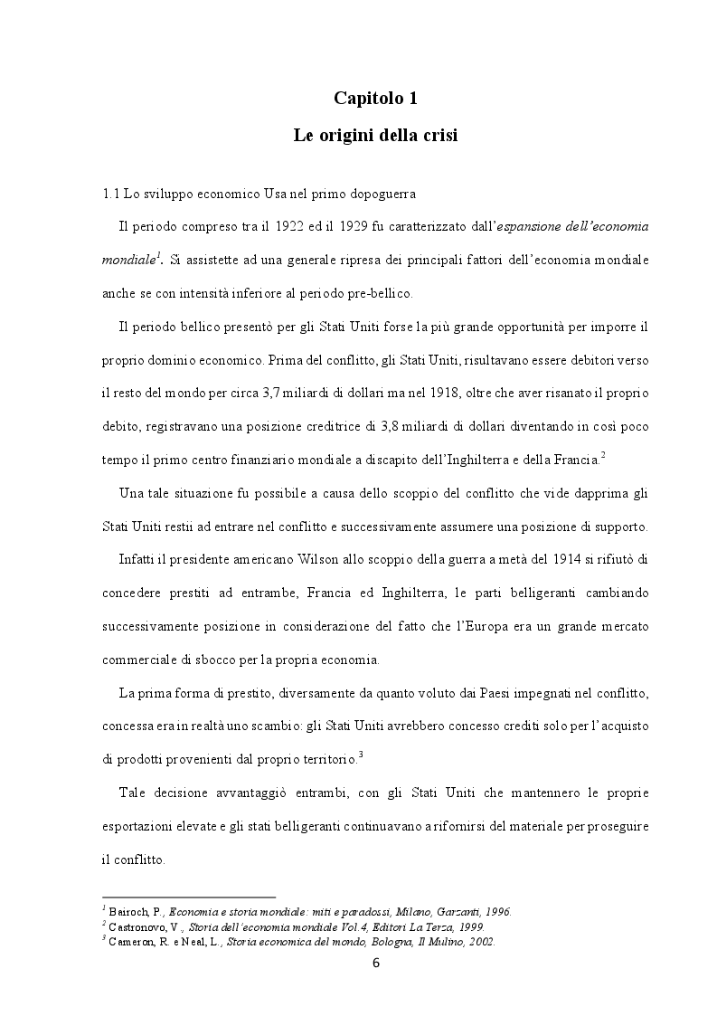 Anteprima della tesi: La grande depressione del 1929. Origini, conseguenze, politiche di ripresa, Pagina 5