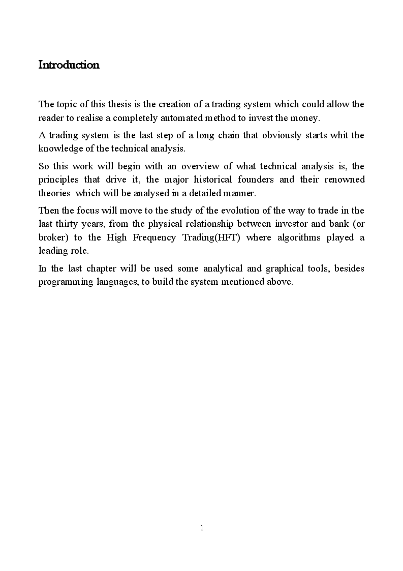 Anteprima della tesi: How to build a trading system: theory and implementation, Pagina 3